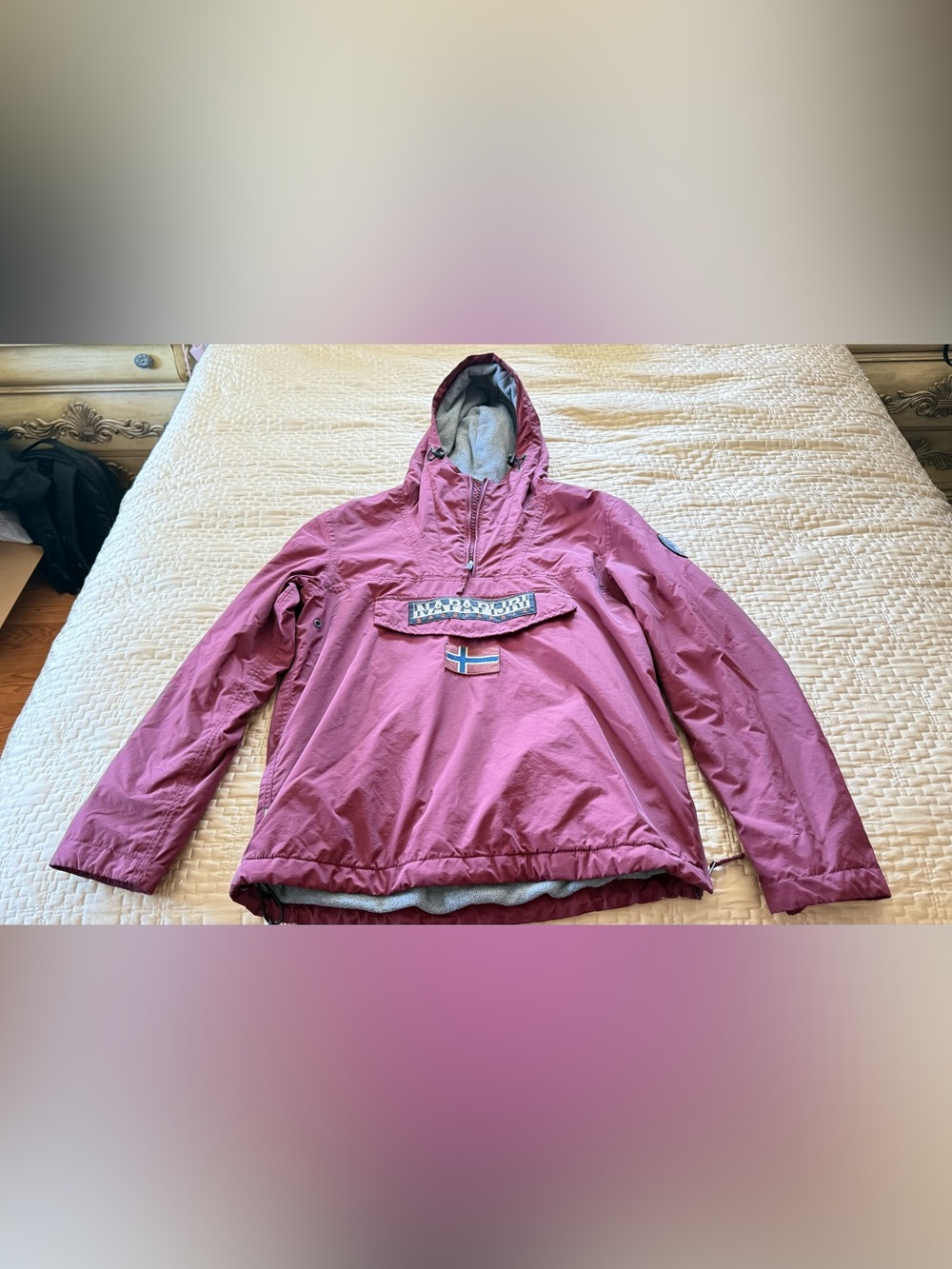 Napapijri Geographic Men’s Maroon Anorak Pullover Jacket Size Medium